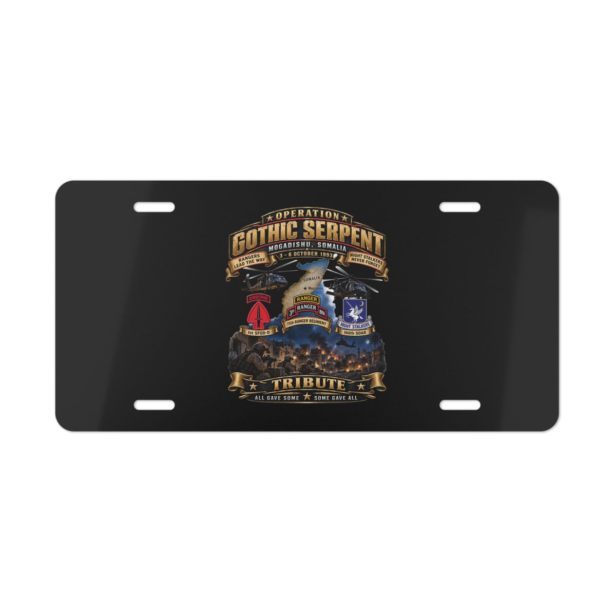 Vanity License Plate - Operation Gothic Serpent - Mogadishi, Somalia - 3-6 Oct 1993 Tribute - 3D - Enhanced