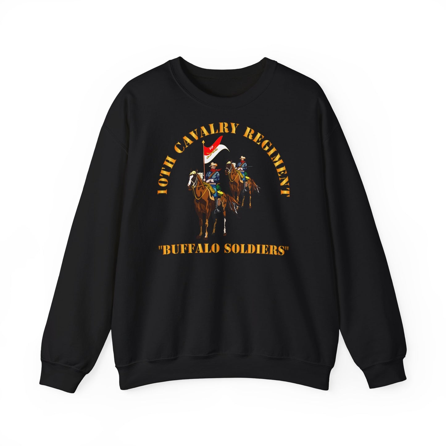 Crewneck Sweatshirt - Army - 10th Cavalry Regiment w Cavalrymen - Buffalo Soldiers