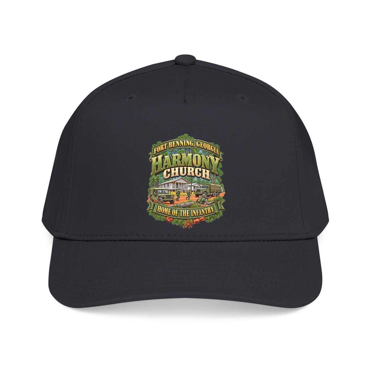Mid Profile Baseball Cap - Fort Benning, Georgia, Harmony Church - Home of the Infantry - 3D - Enhanced