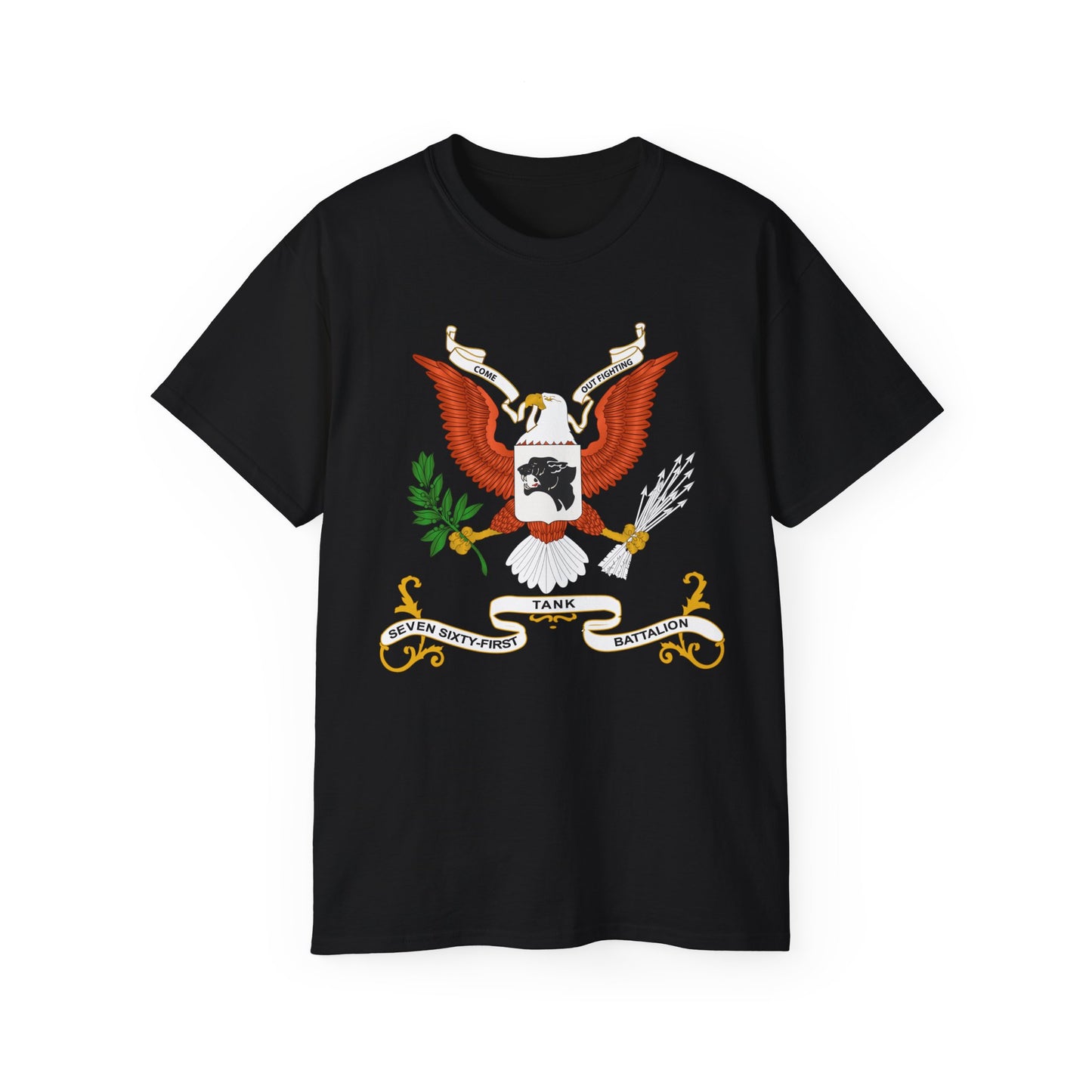 Unisex Ultra Cotton Tee - Army - Regimental Colors - 761st Tank Batalion - Come Out Fighting