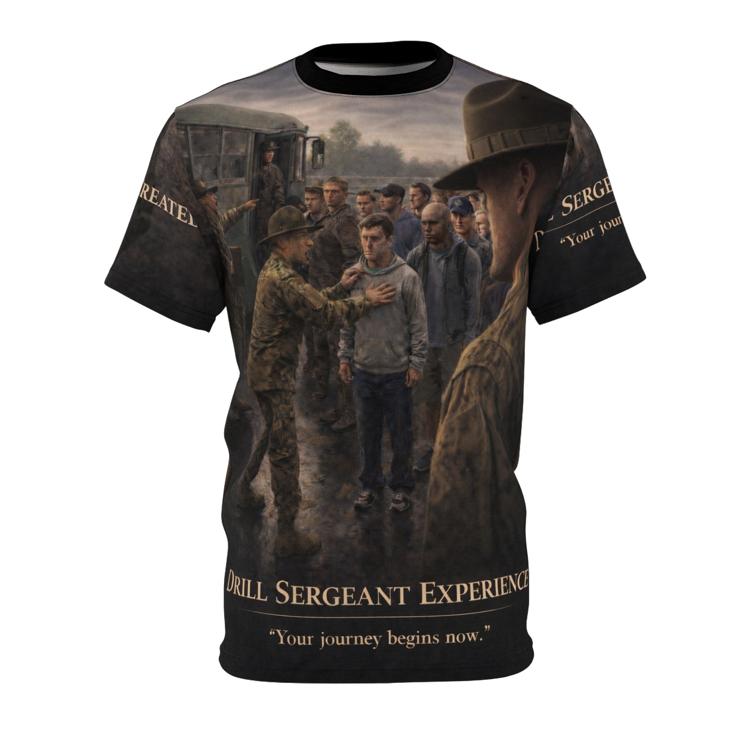 Drill Sergeant All-Over Print Tee — "Turning Civilians into Soldiers" Basic Training
