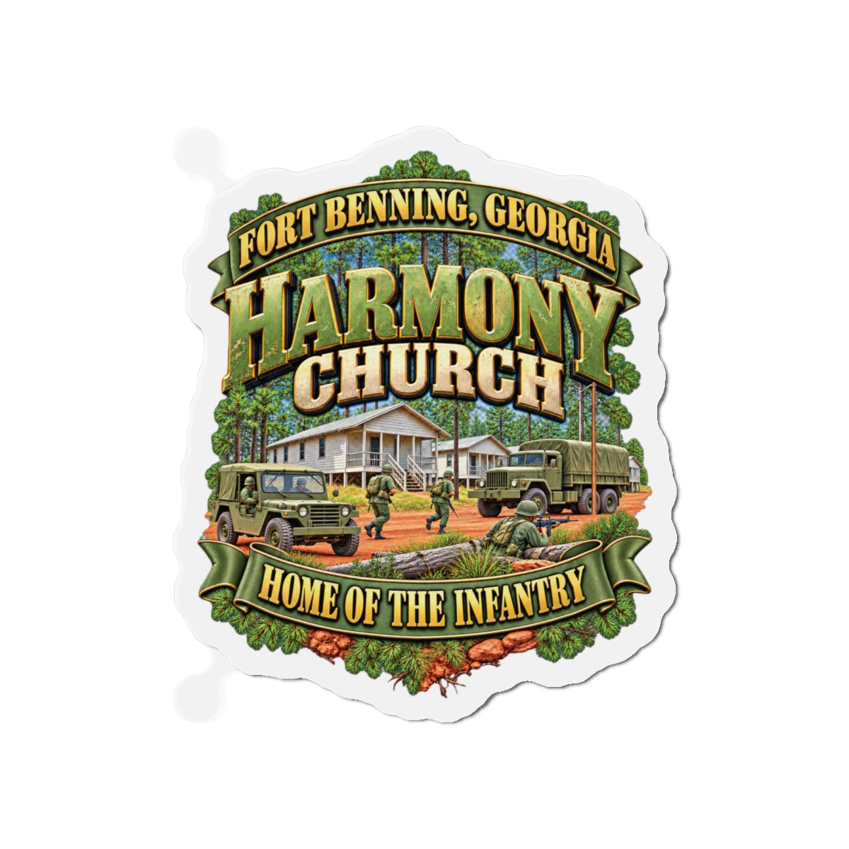 Die-Cut Magnets — Fort Benning, Georgia, Harmony Church - Home of the Infantry - 3D - Enhanced