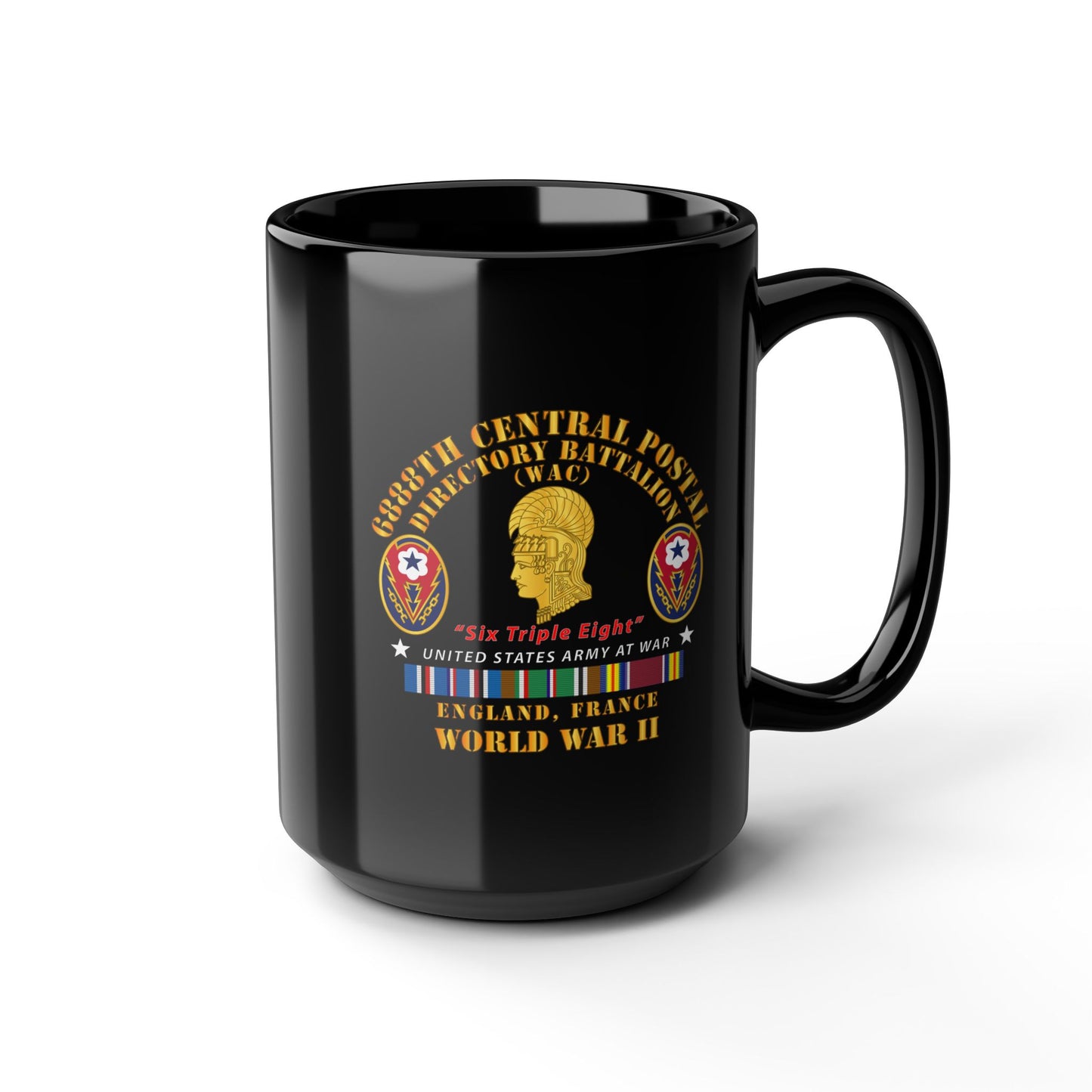 Black Mug 15oz - Army - 6888th Central Postal Directory Battalion - WWII w EU SVC