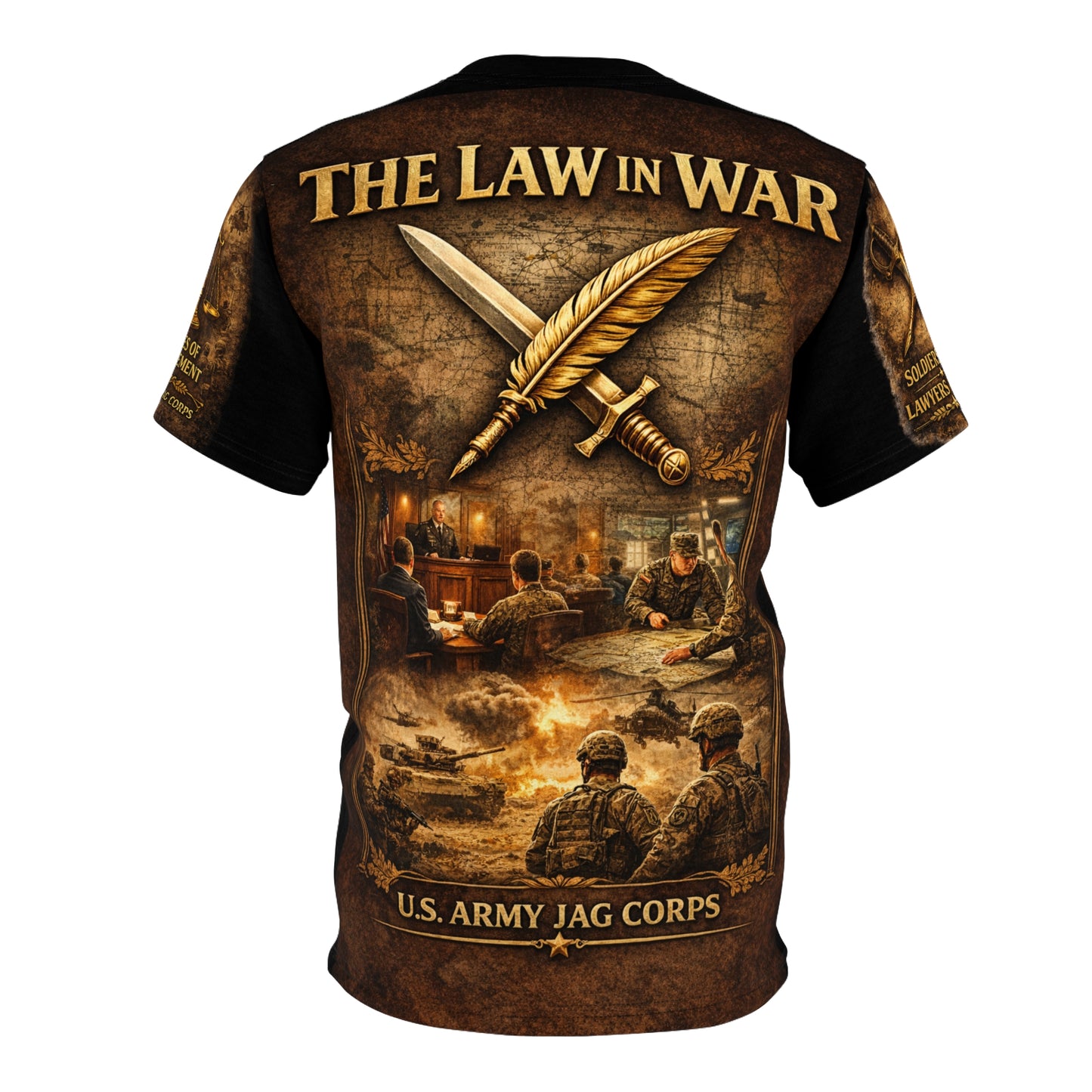 US Army JAG Corps Tribute Tee — "Law in War: Justice in Service"