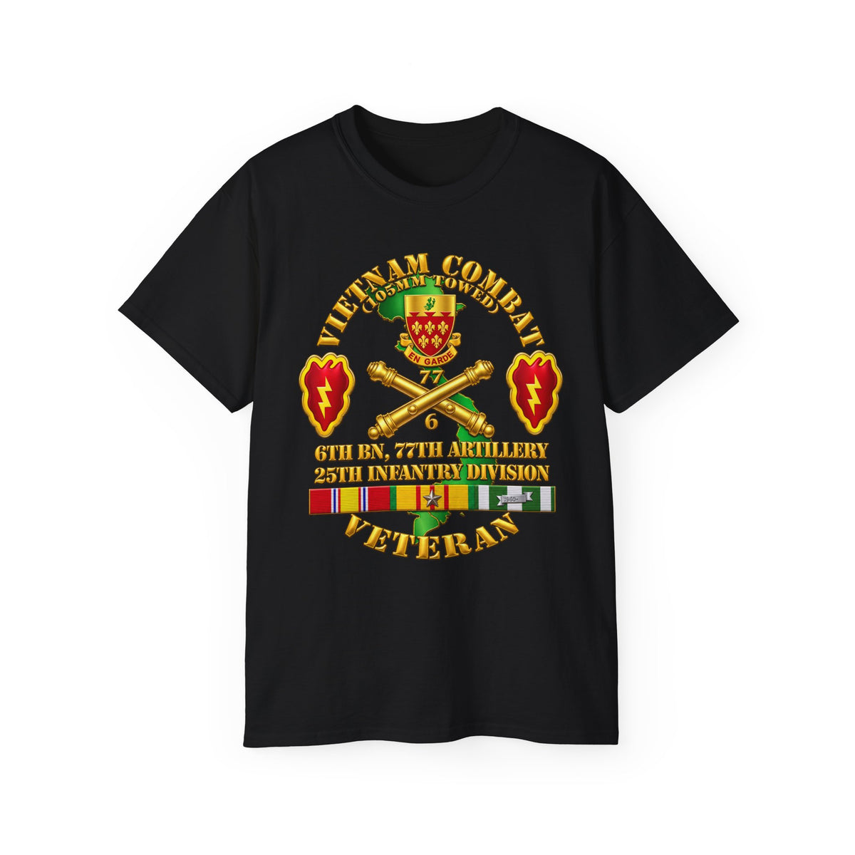 Unisex Ultra Cotton Tee - Army - Vietnam Combat Veteran w 6th Bn 77th Artillery DUI -25th Infantry Div - 3D - Transparent