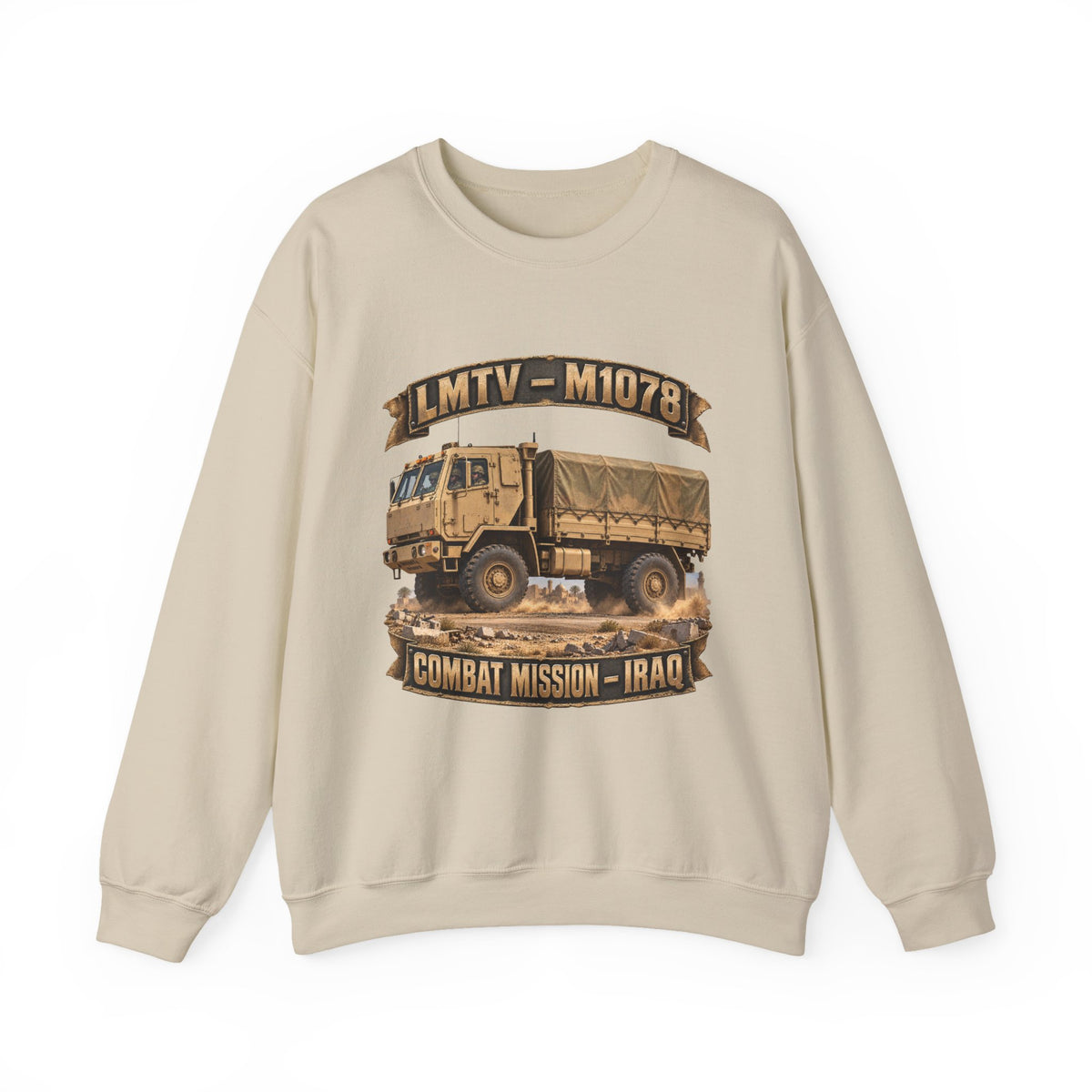 Crewneck Sweatshirt - Army - LMTV - 1078 - Combat Mission - Iraq - 3D - Enhanced