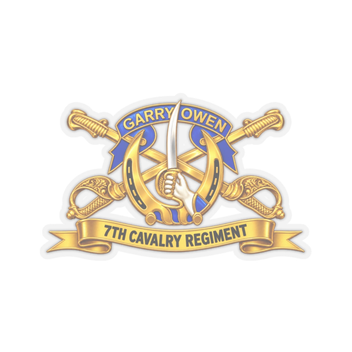 Kiss-Cut Stickers - 7th Cavalry Regiment - DUI, Br, Ribbon wo Scene - 3D - Transparent