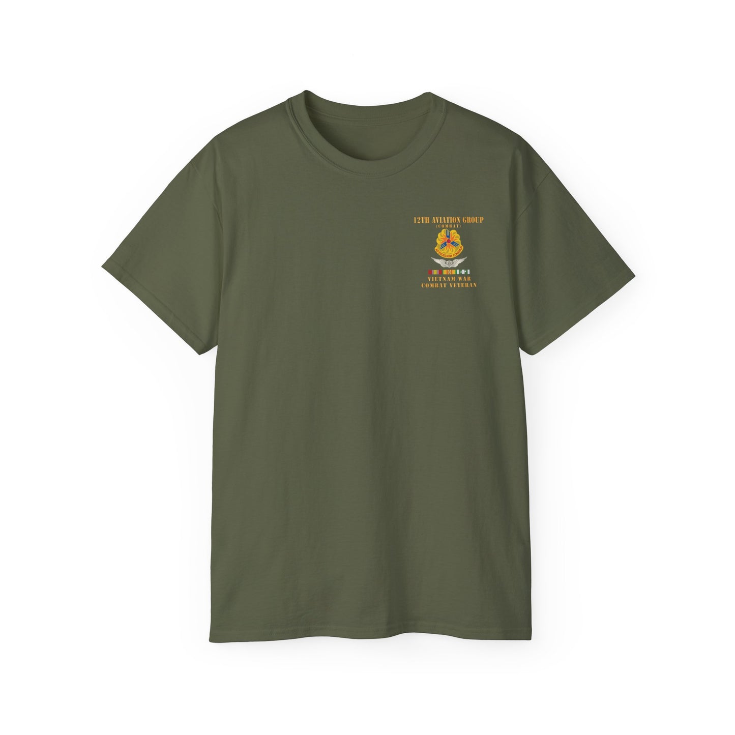 Unisex Ultra Cotton Tee - Army - 12th  AVN Group, Combat -  DUI - Aircrew, Vietnam War - Veteran VN SVC X 300