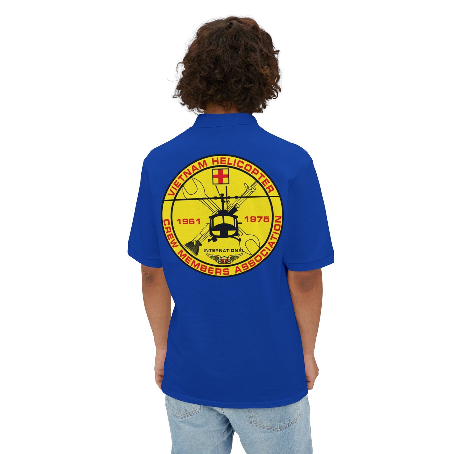 Men's Casual Piqué Polo - Vietnam Helicopter