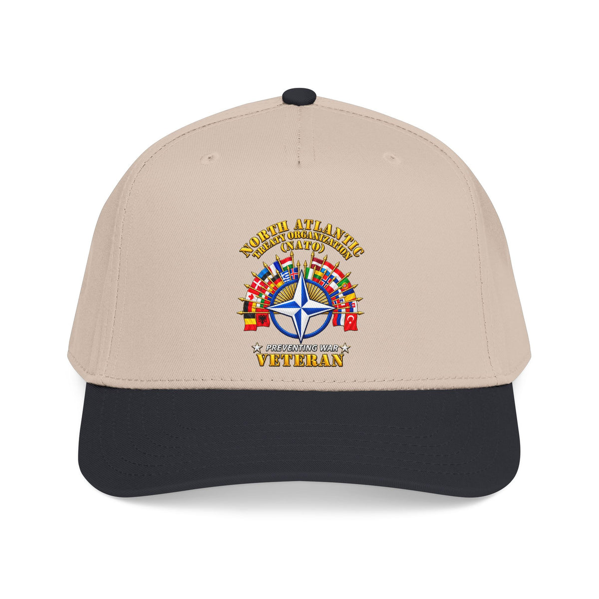 Mid Profile Baseball Cap - NATO - Polished NATO Veteran - with flags - 3D - Transparent