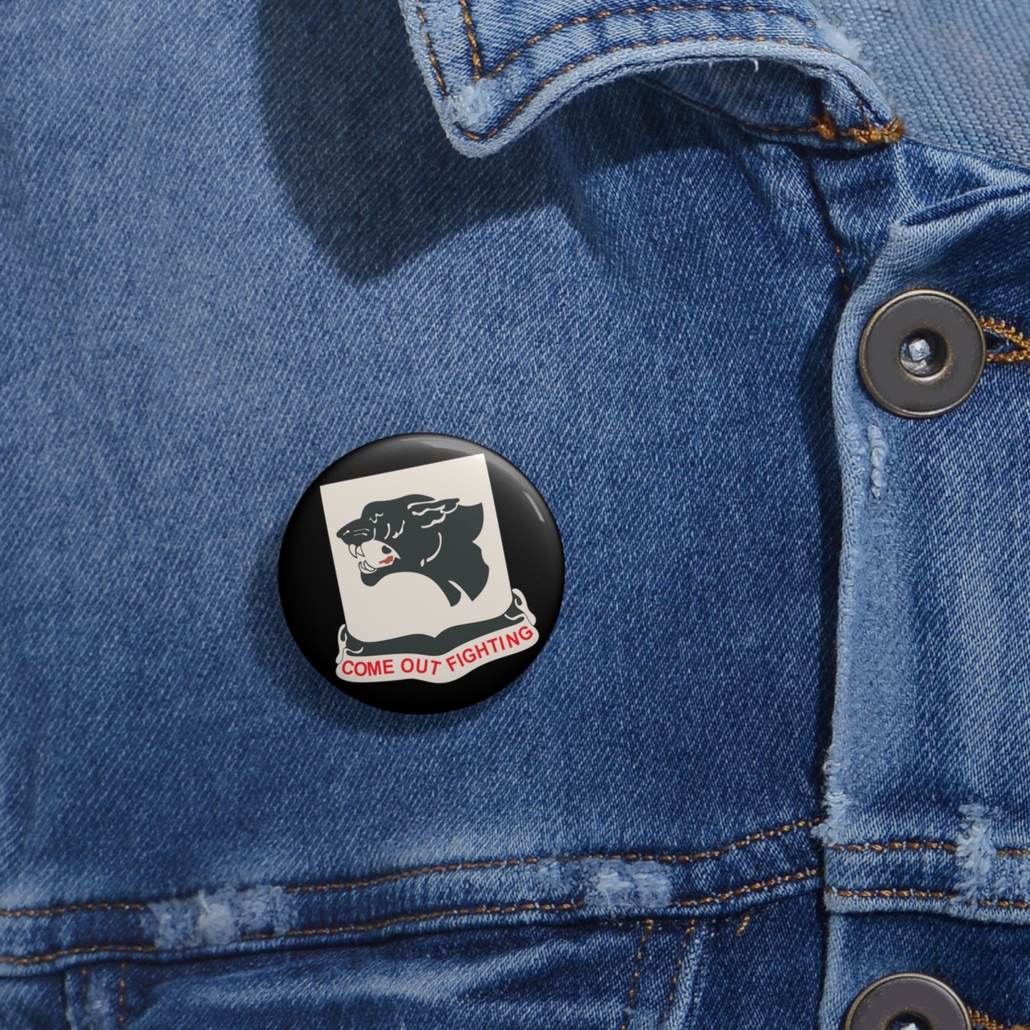 Custom Pin Button – Army - 761st Tank Battalion - Black Panthers wo Txt