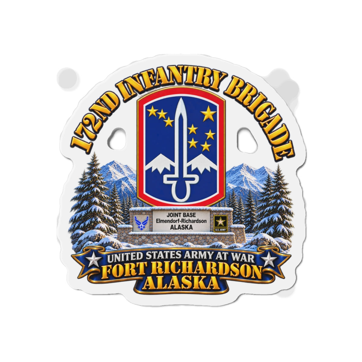 Die-Cut Magnets — 172nd Infantry Brigade - Ft Richardson, Alaska - 3D - Enhanced
