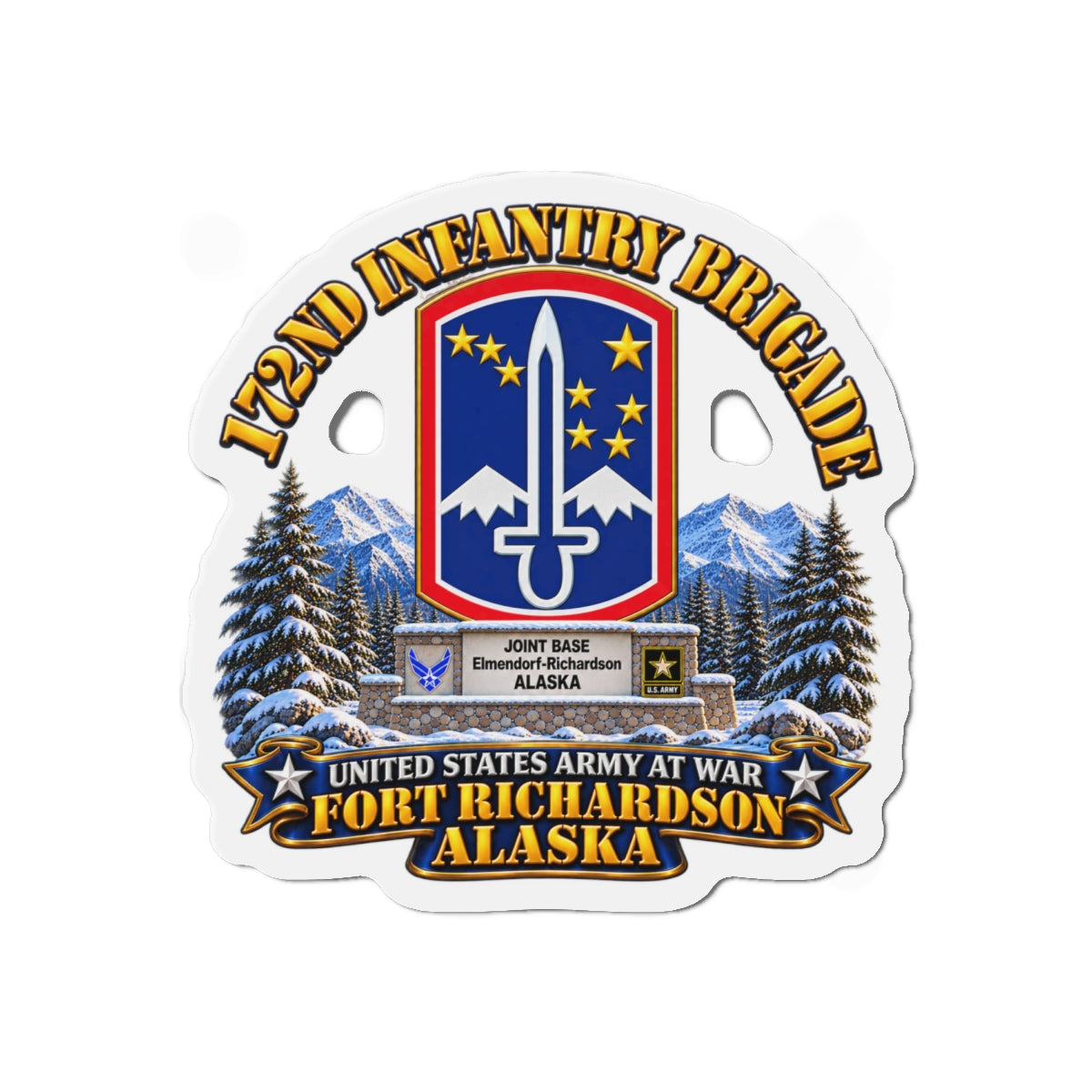 Die-Cut Magnets — 172nd Infantry Brigade - Ft Richardson, Alaska - 3D - Enhanced