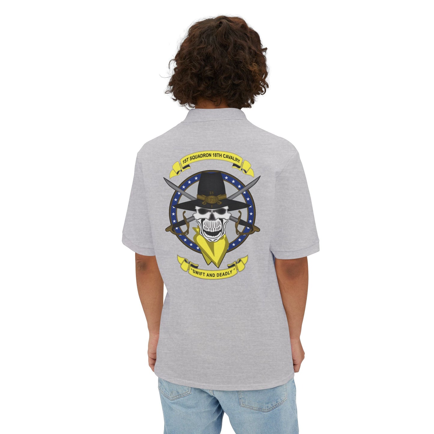 Men's Casual Piqué Polo - 1st Squadron, 18th Cavalry X 300