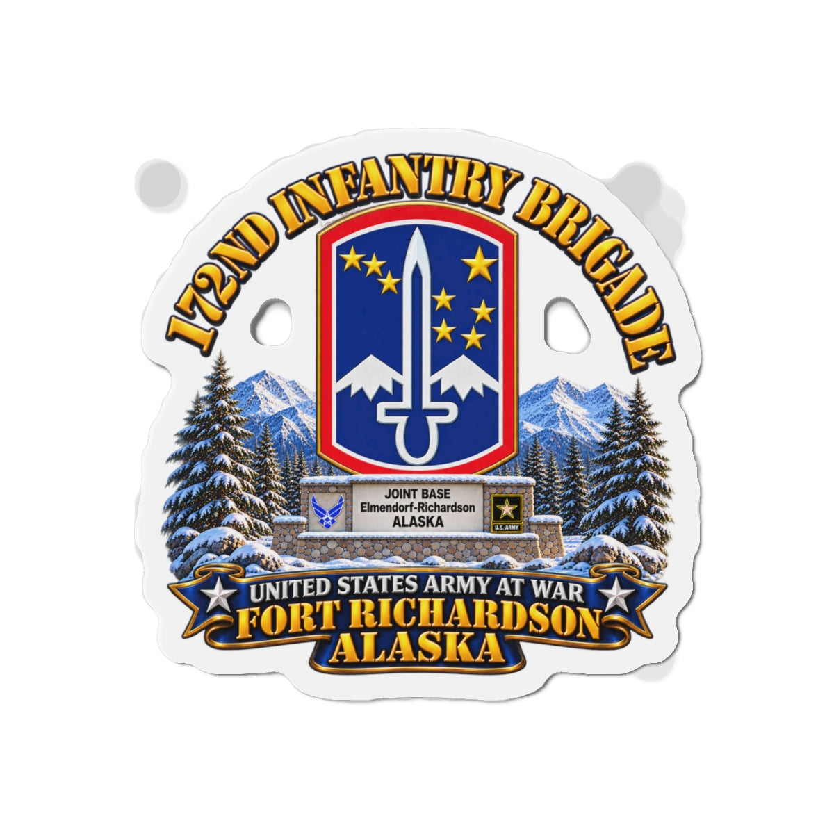 Die-Cut Magnets — 172nd Infantry Brigade - Ft Richardson, Alaska - 3D - Enhanced