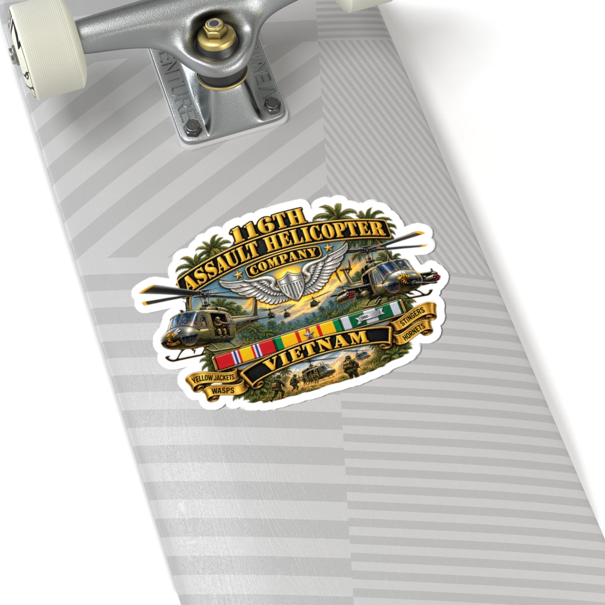Kiss-Cut Stickers - Army - 116th Assault Helicopter Co w  Aviator Badge w VN SVC - HORNETS - 3D - Enhanced