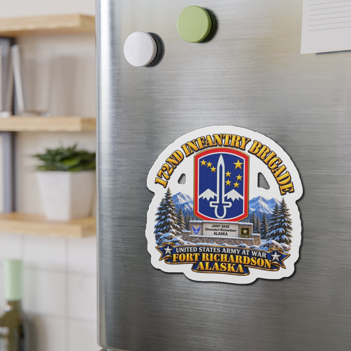 Die-Cut Magnets — 172nd Infantry Brigade - Ft Richardson, Alaska - 3D - Enhanced