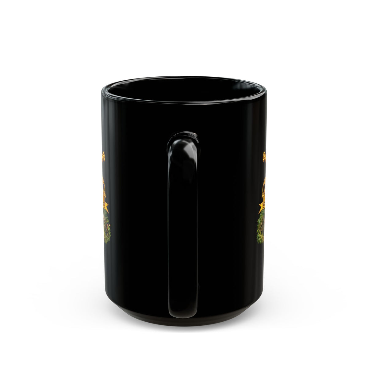 Black Mug  (15oz) - 7th Cavalry Regiment - DUI, Br, Ribbon w  Battle of Ia drang Valley Scene - Vietnam - 3D - Transparent