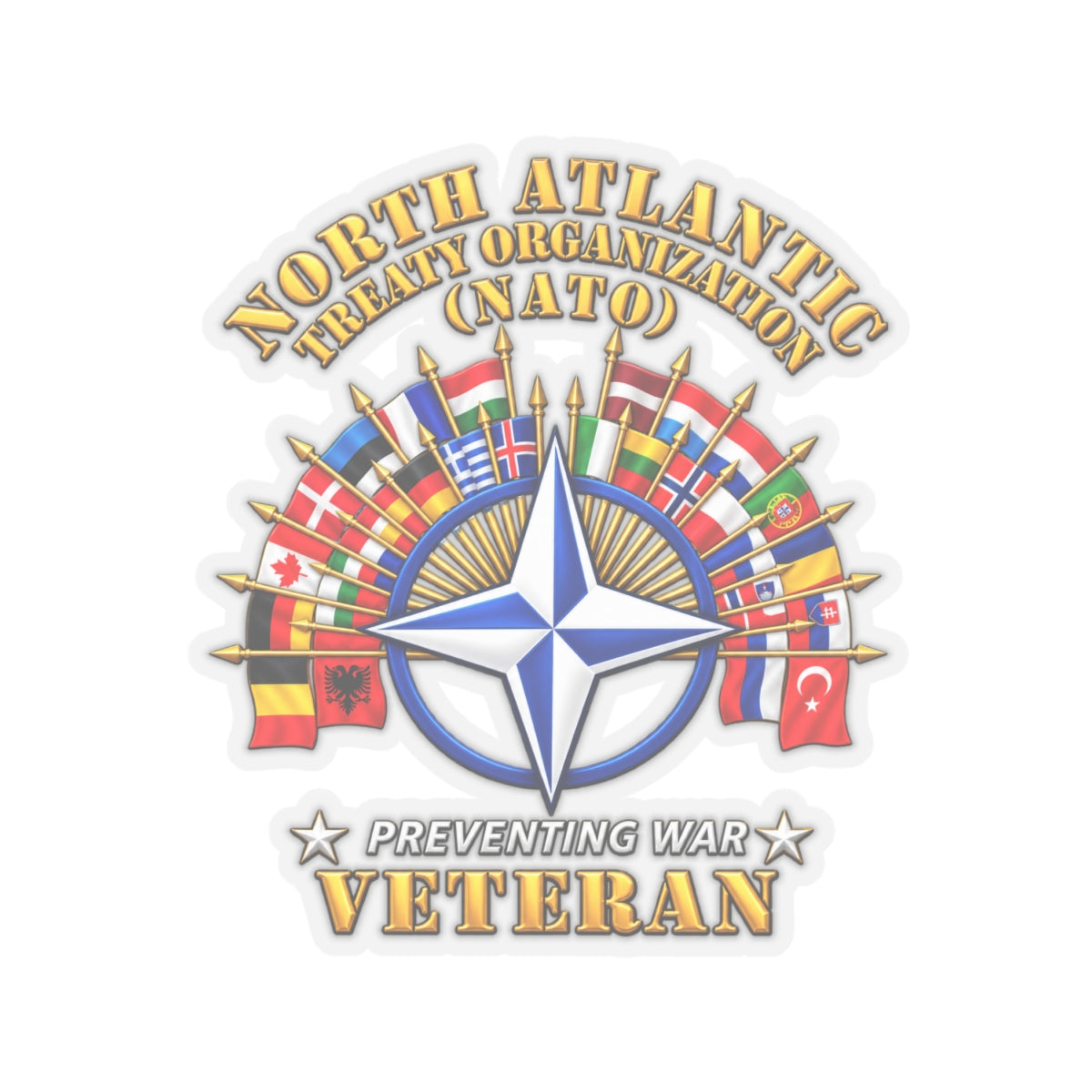 Kiss-Cut Stickers - NATO - Polished NATO Veteran - with flags - 3D - Transparent