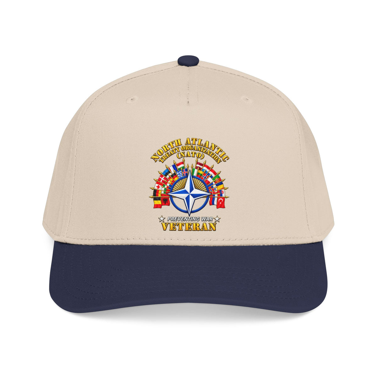 Mid Profile Baseball Cap - NATO - Polished NATO Veteran - with flags - 3D - Transparent
