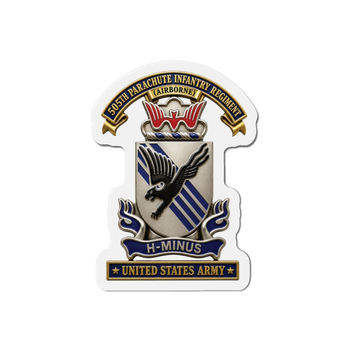 Die-Cut Magnets — Army - 505th Parachute Infantry Regiment (PIR) - DUI - United States Army - 3D - Enhanced