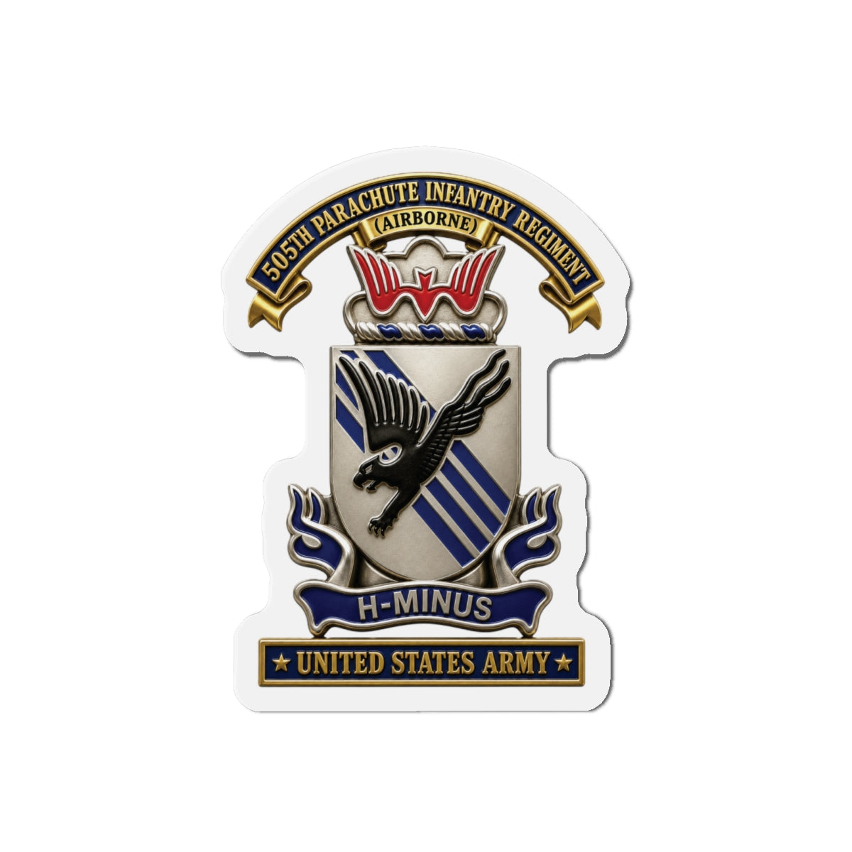 Die-Cut Magnets — Army - 505th Parachute Infantry Regiment (PIR) - DUI - United States Army - 3D - Enhanced