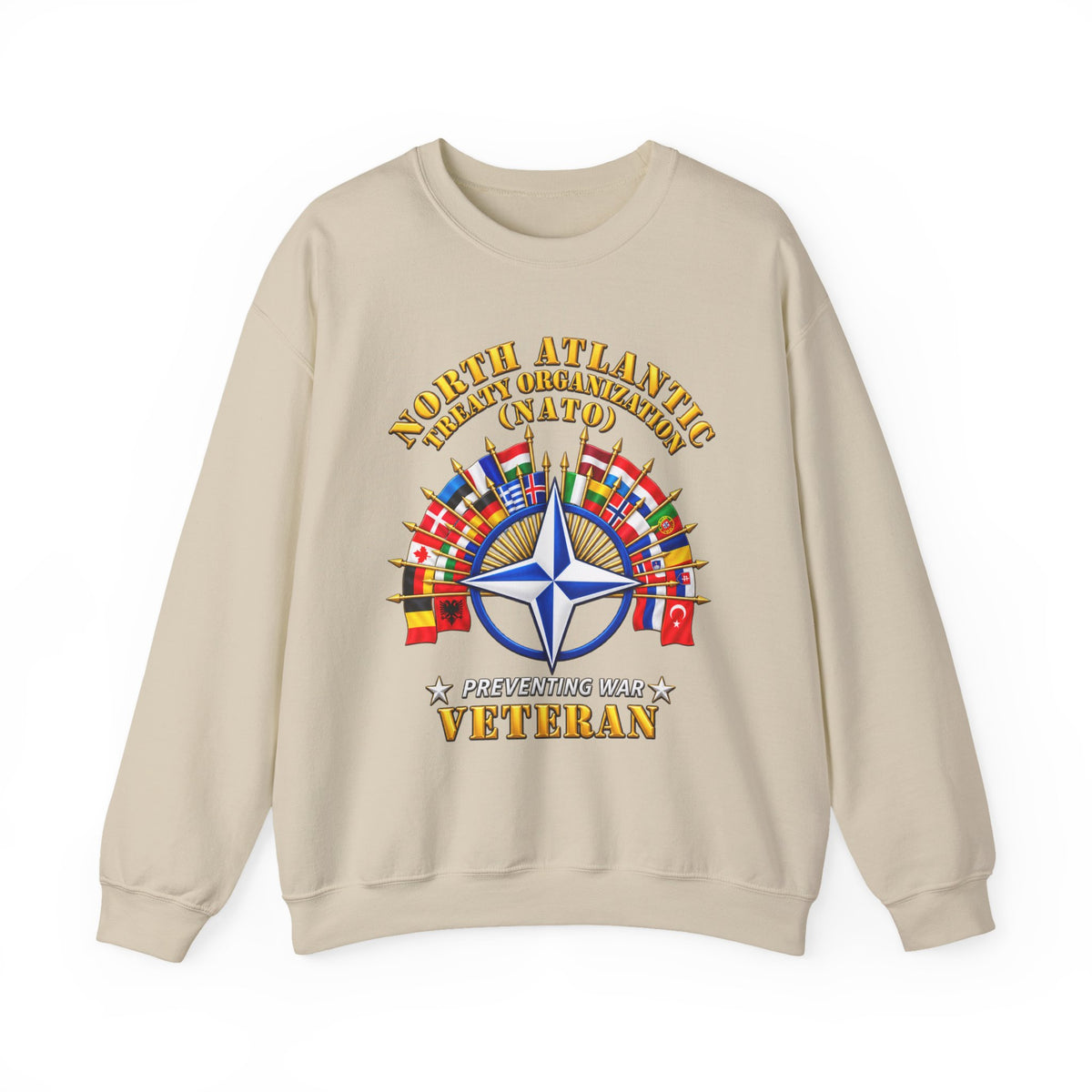 Crewneck Sweatshirt - NATO - Polished NATO Veteran - with flags - 3D - Transparent