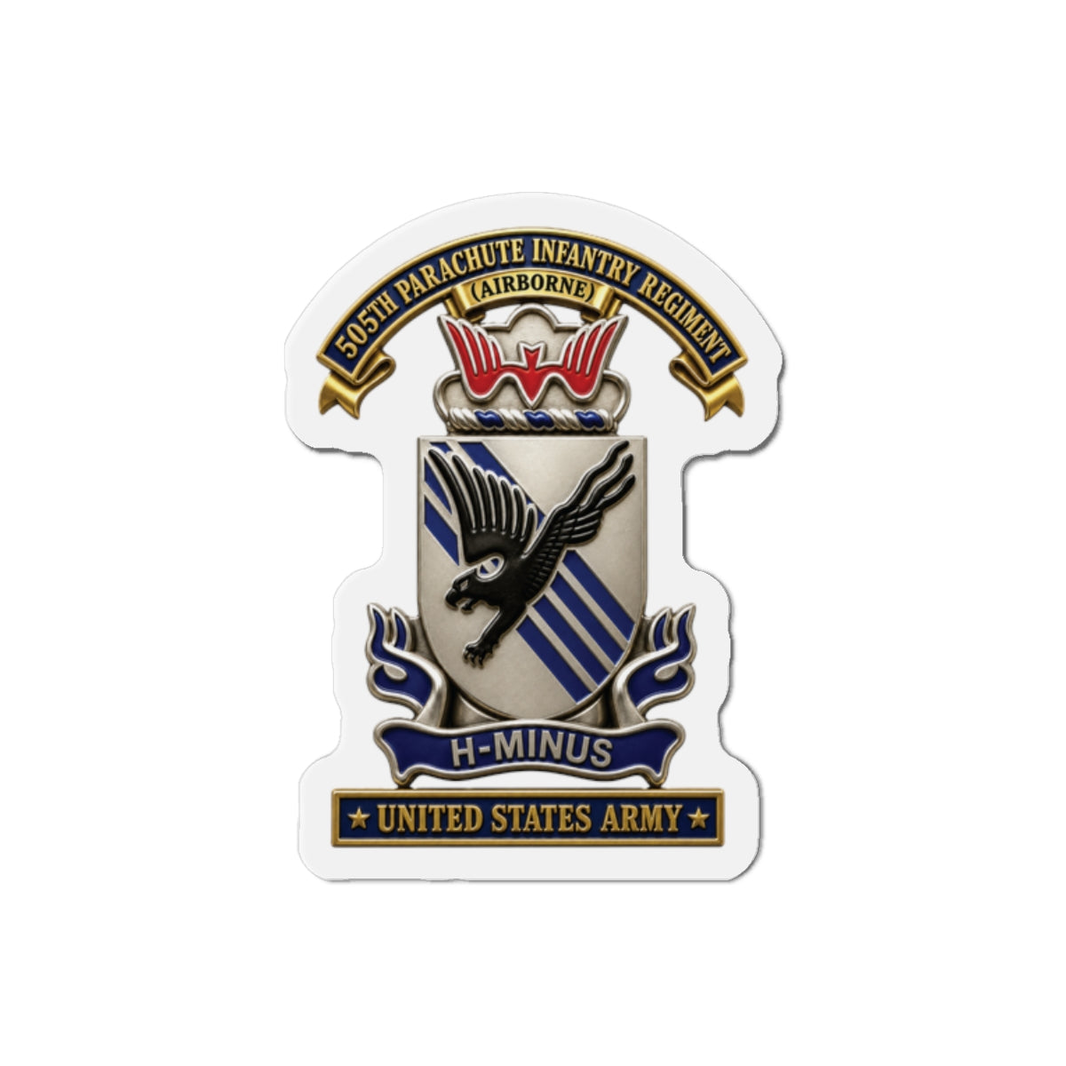 Die-Cut Magnets — Army - 505th Parachute Infantry Regiment (PIR) - DUI - United States Army - 3D - Enhanced