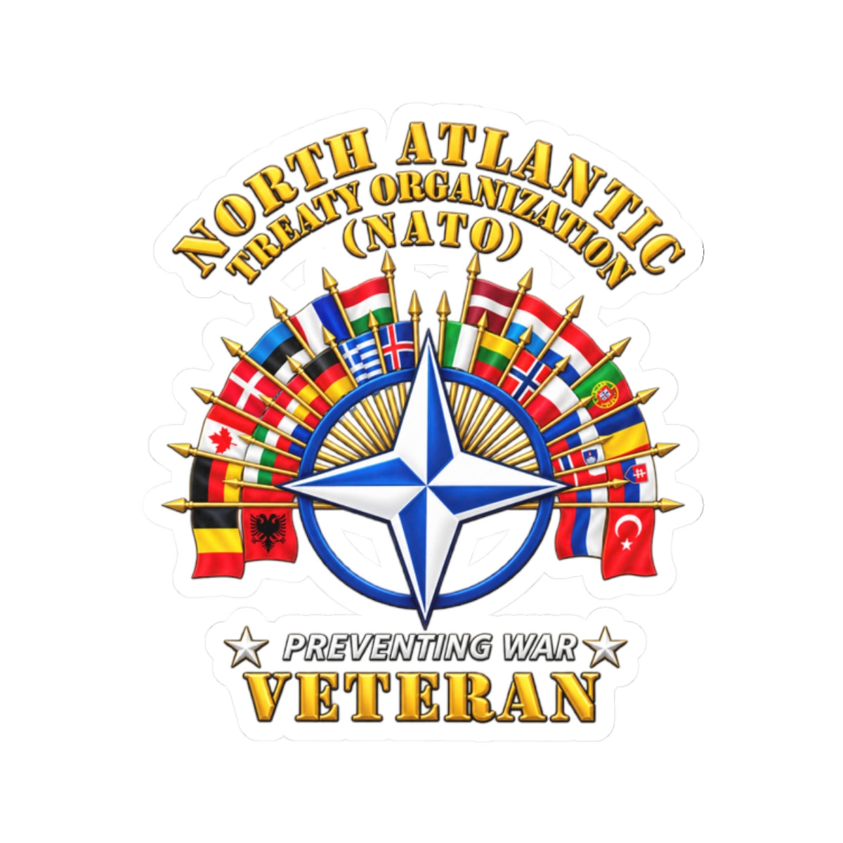 Kiss-Cut Stickers - NATO - Polished NATO Veteran - with flags - 3D - Transparent