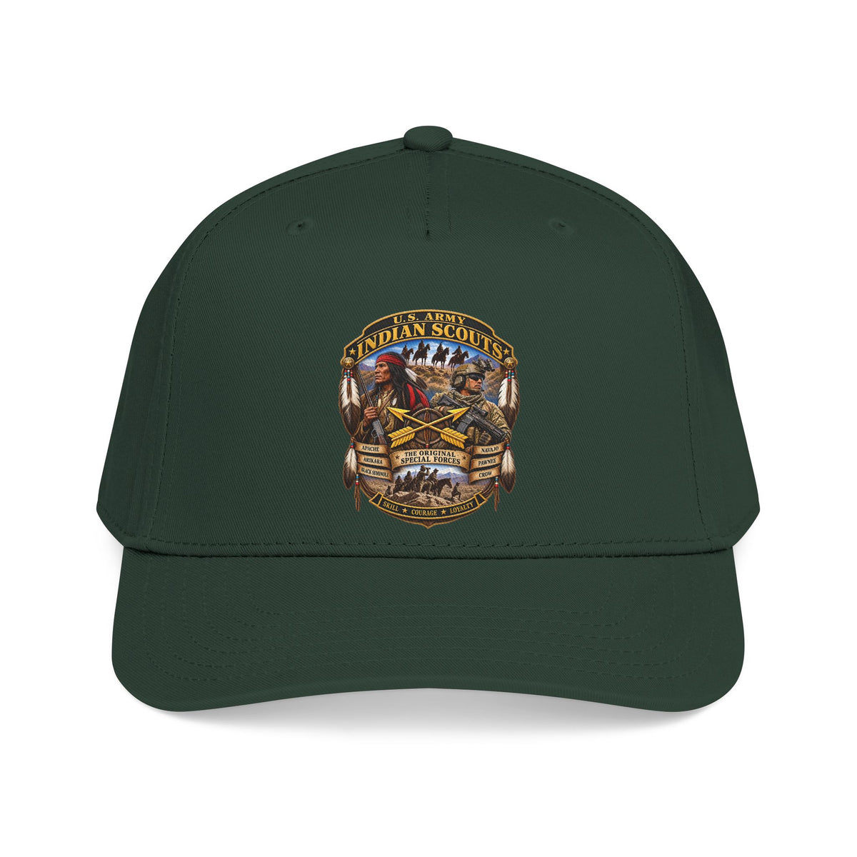 Mid Profile Baseball Cap - United States Indian Scouts (USS) - Original Special Forces - 3D - Enhanced