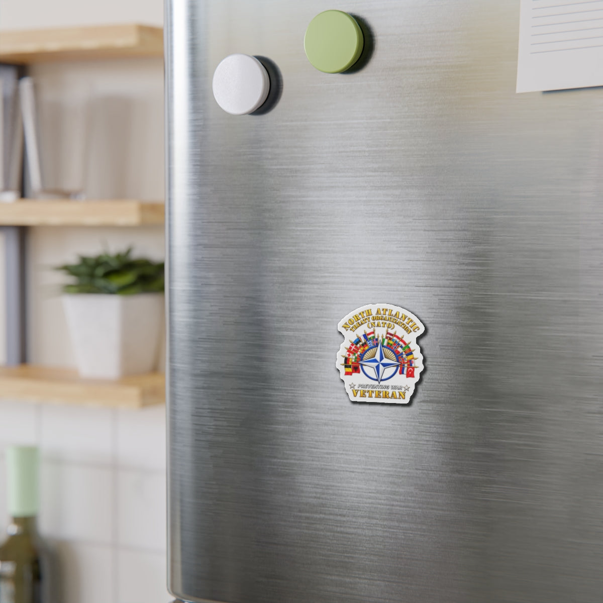 Die-Cut Magnets — NATO - Polished NATO Veteran - with flags - 3D - Transparent