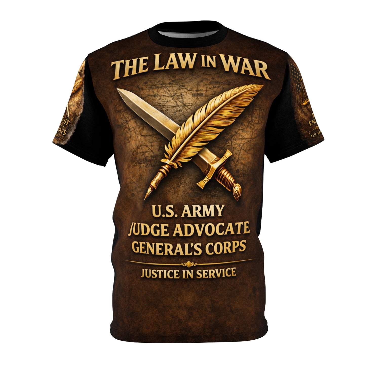 US Army JAG Corps Tribute Tee — "Law in War: Justice in Service"
