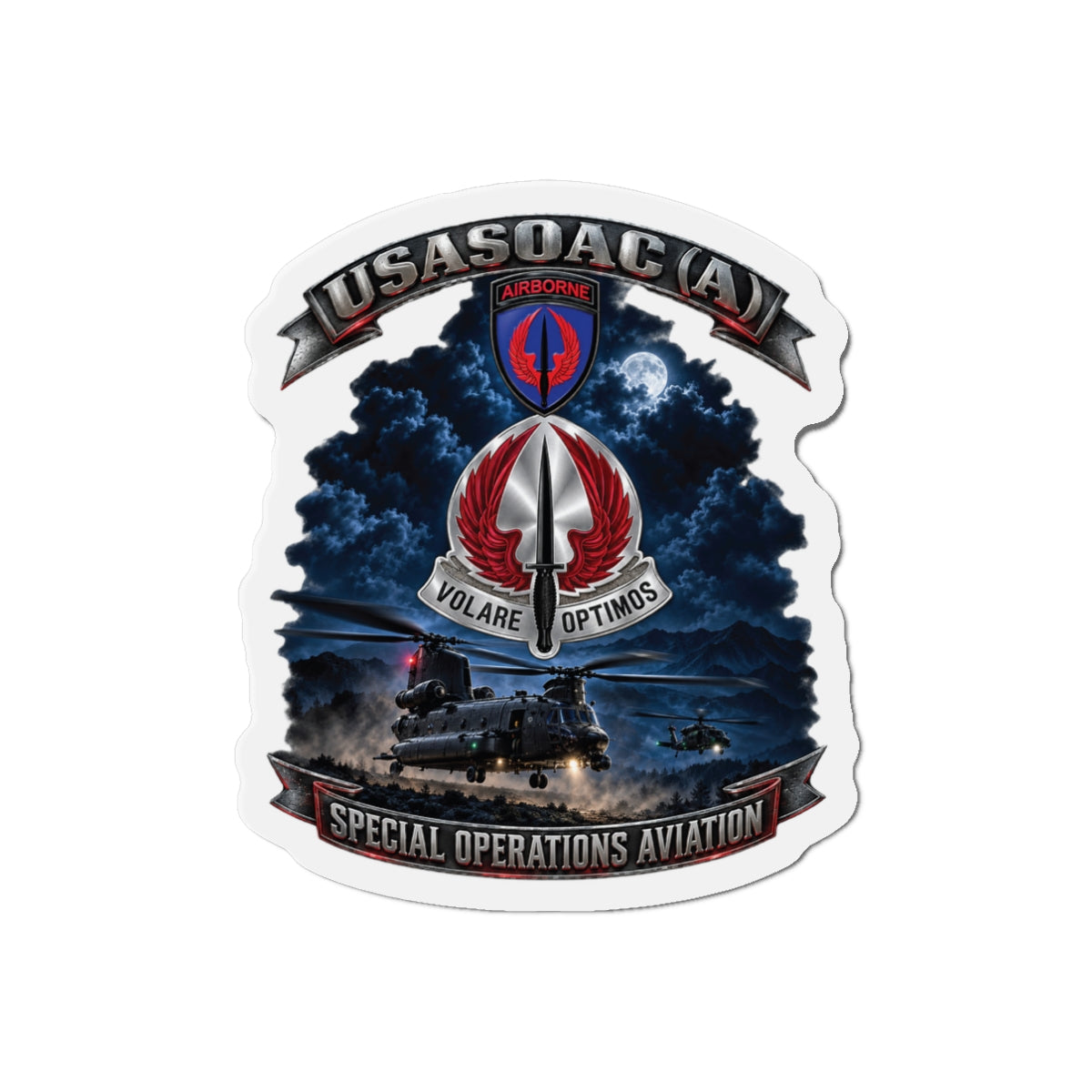 Die-Cut Magnets — USA Special Operations Aviation Command (Airborne) - SSI, DUI with Scene - 3D - Enhanced