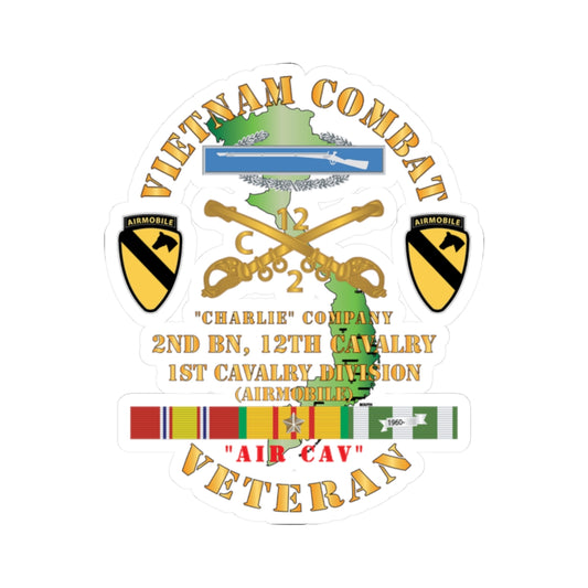Kiss-Cut Stickers - Army - Vietnam Combat Cavalry Veteran w C Company 2nd Bn 12th Cav w CIB - 1st Cav Div X 300