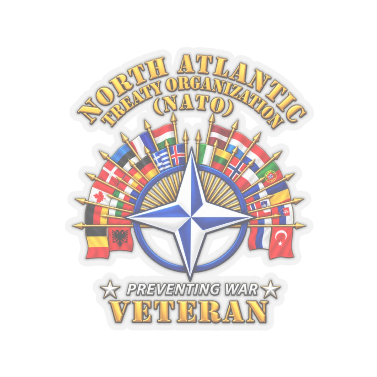 Kiss-Cut Stickers - NATO - Polished NATO Veteran - with flags - 3D - Transparent
