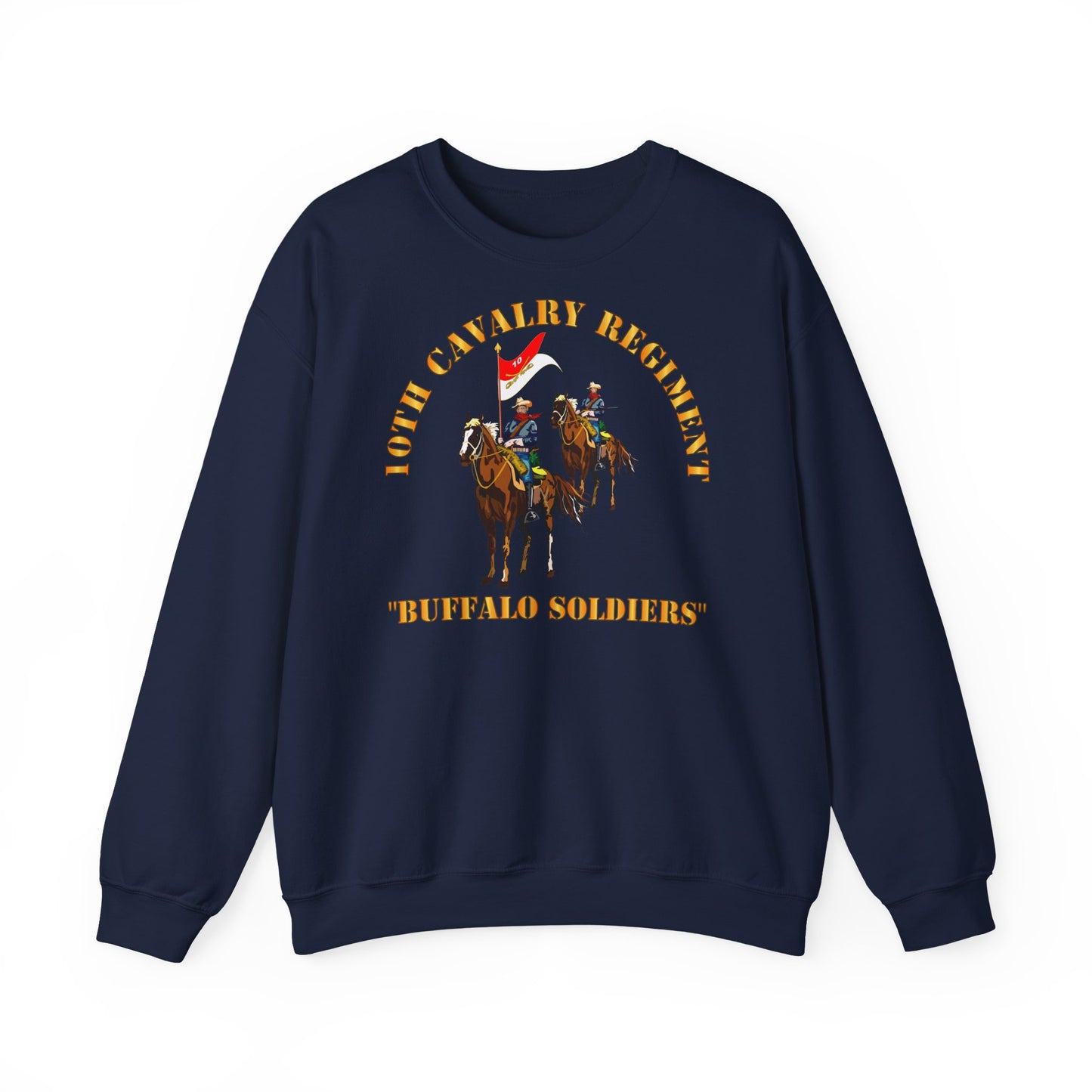 Crewneck Sweatshirt - Army - 10th Cavalry Regiment w Cavalrymen - Buffalo Soldiers