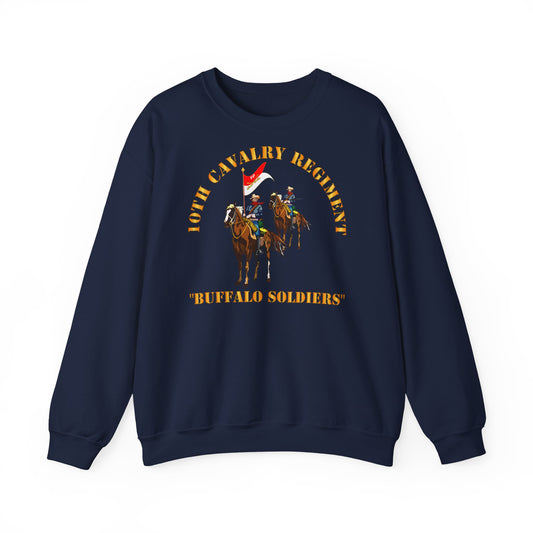 Crewneck Sweatshirt - Army - 10th Cavalry Regiment w Cavalrymen - Buffalo Soldiers
