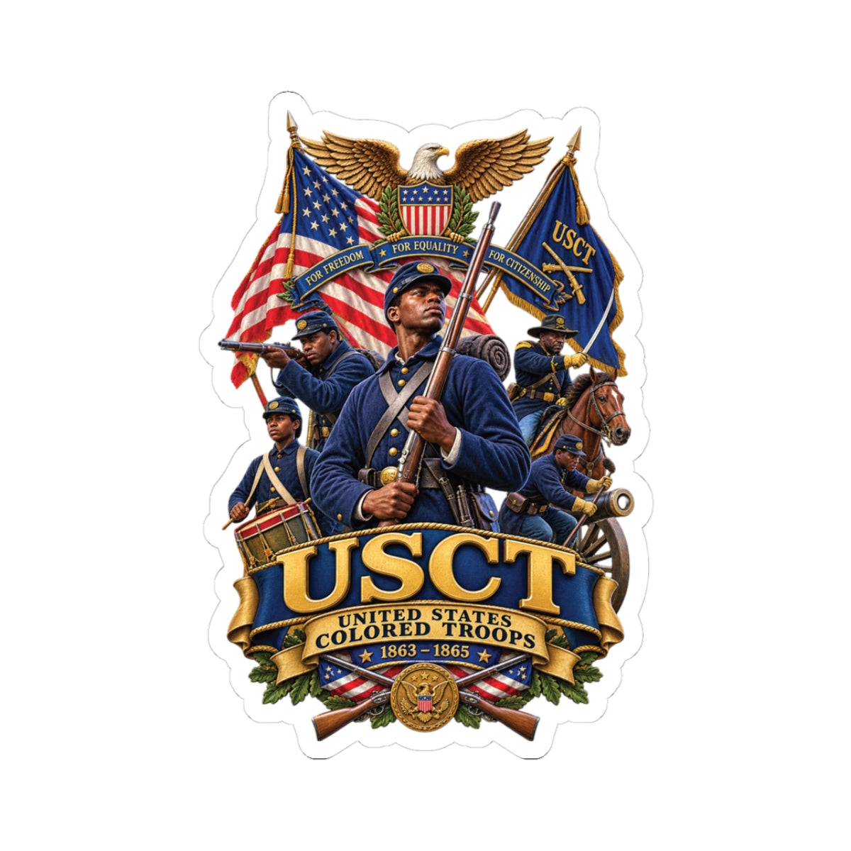Kiss-Cut Stickers - United States Colored Troops (USCT) - Civil War - 3D - Enhanced