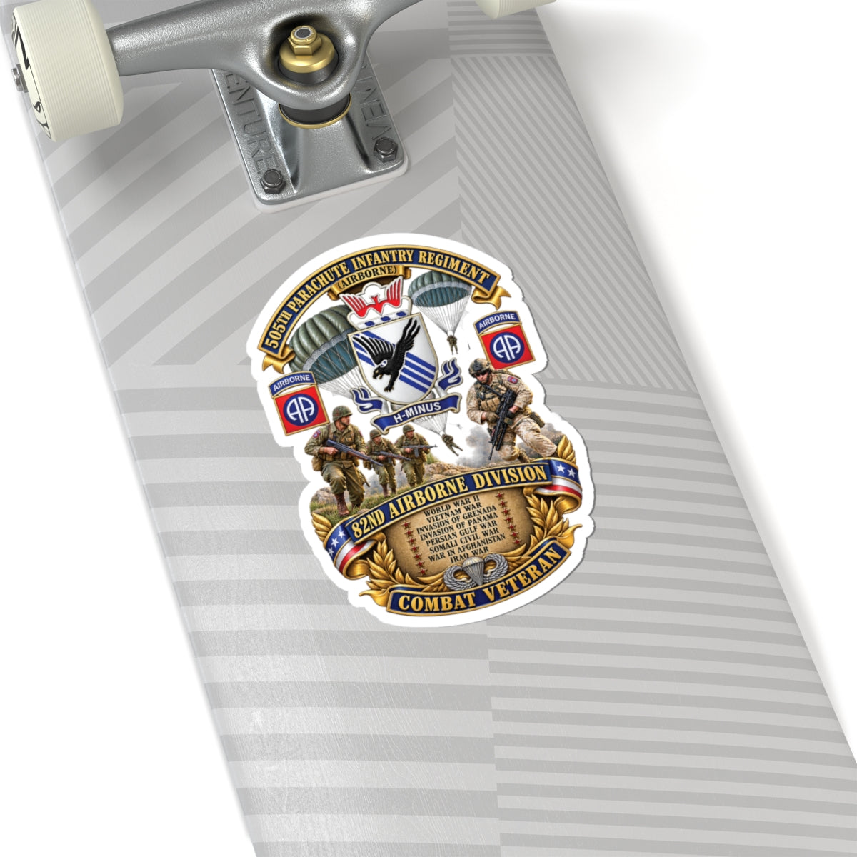 Kiss-Cut Stickers - Army - Combat Vet w 505th PIR - 82nd Airborne  w Campaigns - Soldiers - SSI - 3D - Enhanced
