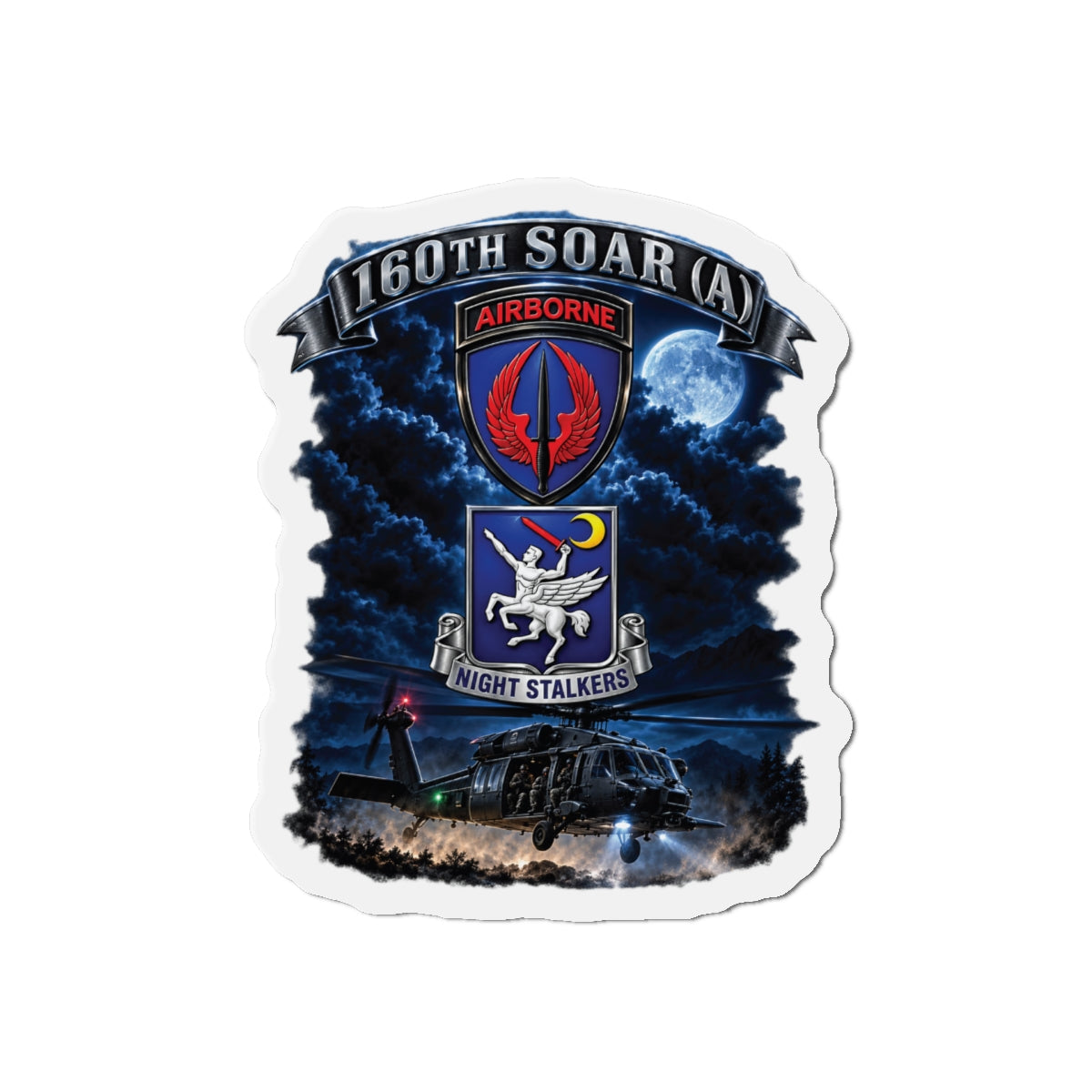 Die-Cut Magnets — USASOAC - SSI, 160th Special Operations Regiment Airborne  DUI with Scene Blackhawk - 3D - Enhanced