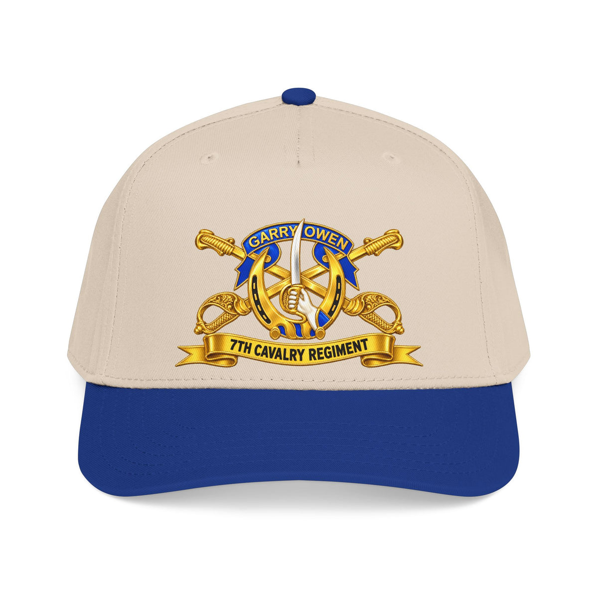 Mid Profile Baseball Cap — 7th Cavalry Regiment - DUI, Br, Ribbon wo Scene - 3D - Transparent