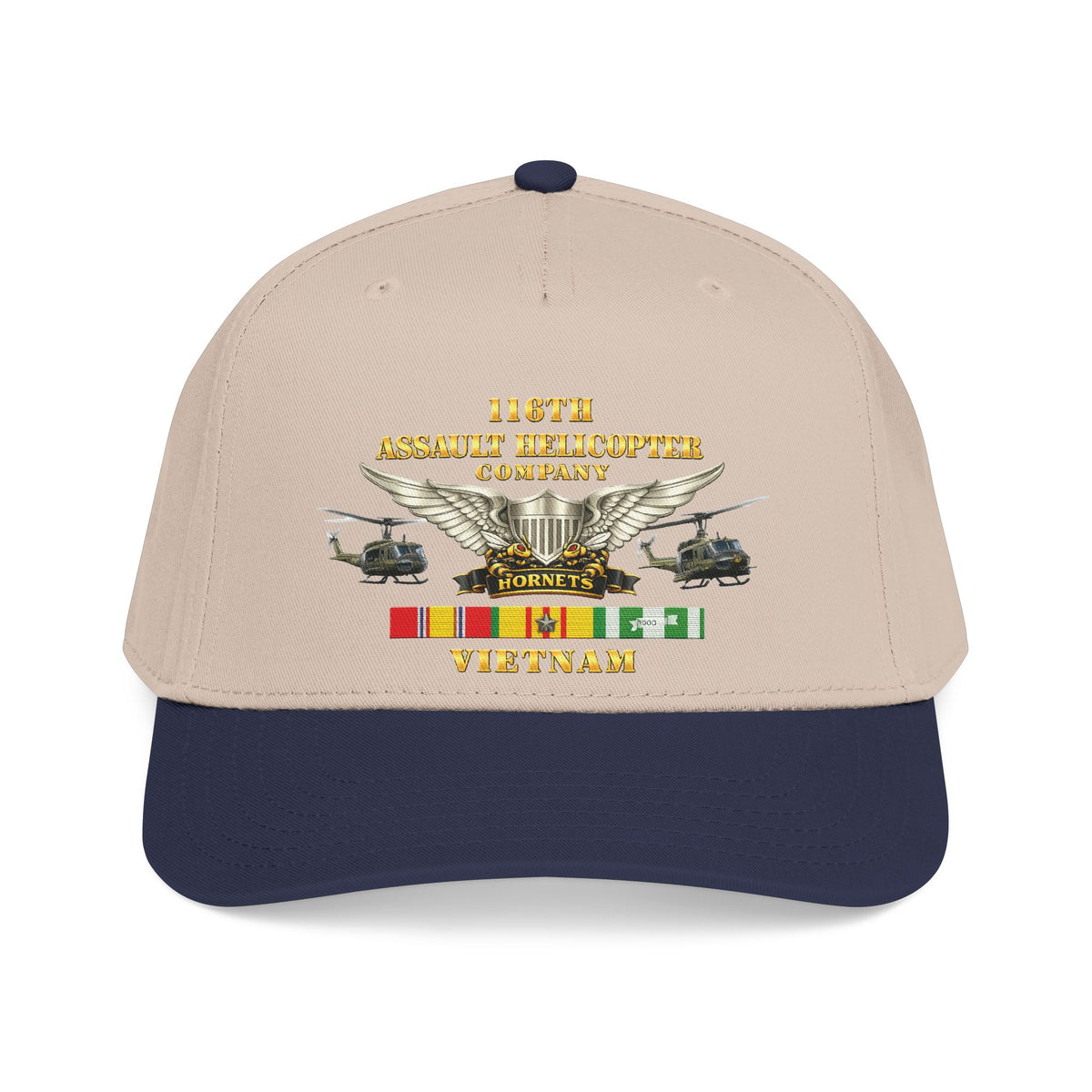 Mid Profile Baseball Cap - Army - 116th Assault Helicopter Co w  Aviator Badge w VN SVC - HORNETS - Side X Side - 3D - Enhanced