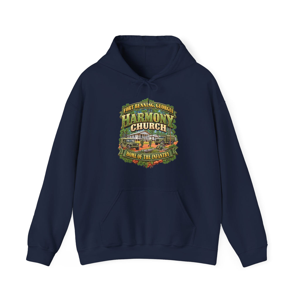 Hoodie — Fort Benning, Georgia, Harmony Church - Home of the Infantry - 3D - Enhanced