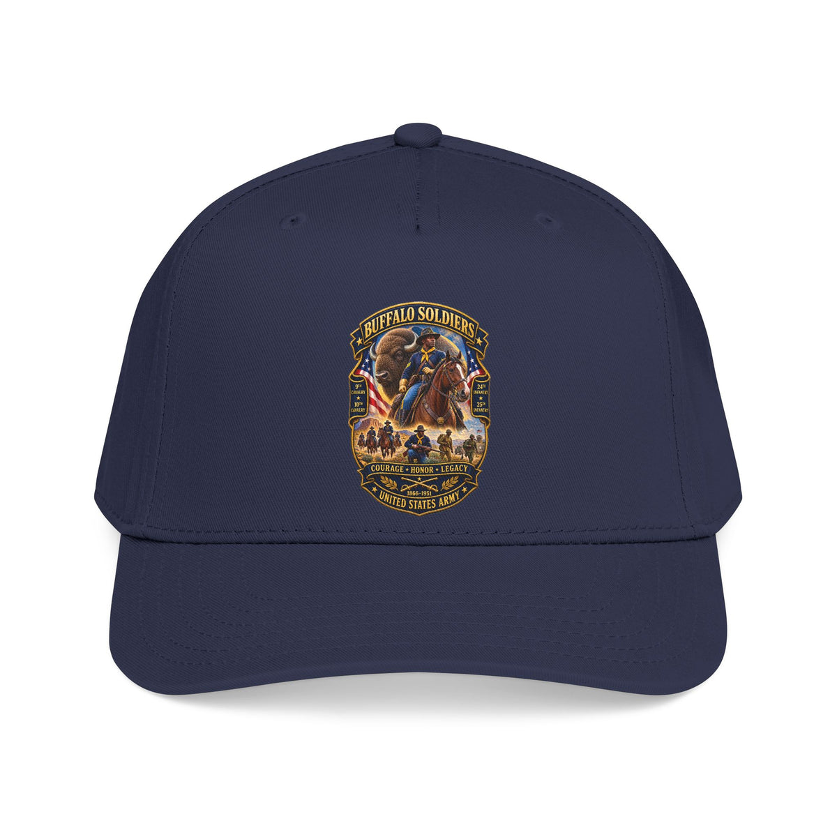 Mid Profile Baseball Cap - Overall Buffalo Soldiers Tribute - 3D - Enhanced