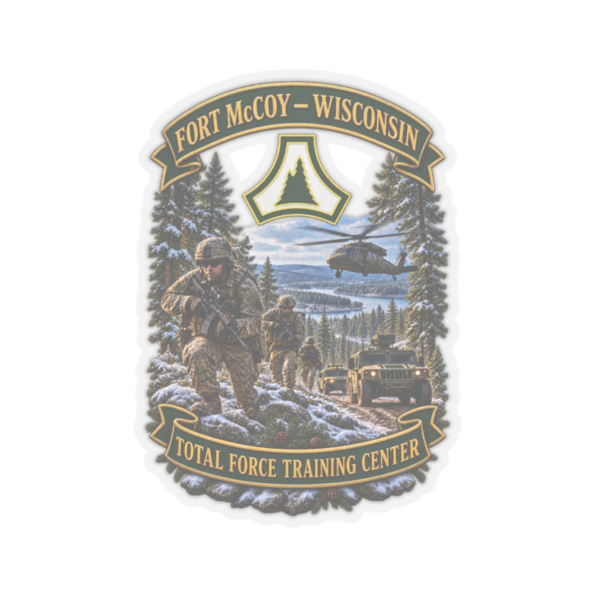 Kiss-Cut Stickers - Fort McCoy, Wisconsin - DUI - Total Force Training Center - 3D - Enhanced