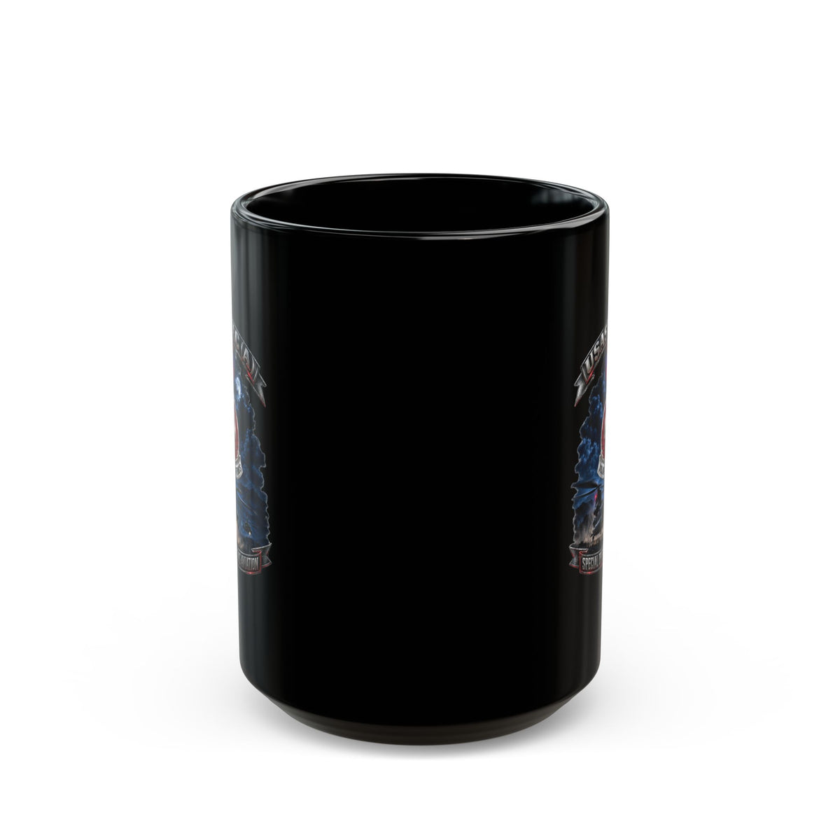 Black Mug  (15oz) - USA Special Operations Aviation Command (Airborne) - SSI, DUI with Scene - 3D - Enhanced