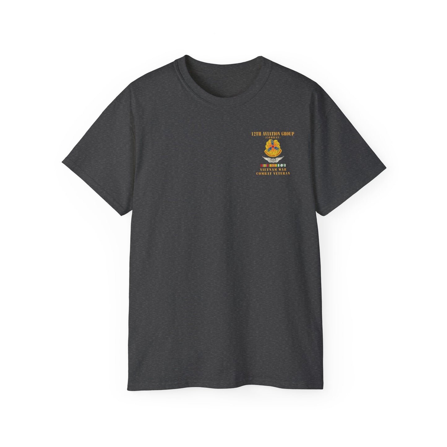 Unisex Ultra Cotton Tee - Army - 12th  AVN Group, Combat -  DUI - Aircrew, Vietnam War - Veteran VN SVC X 300