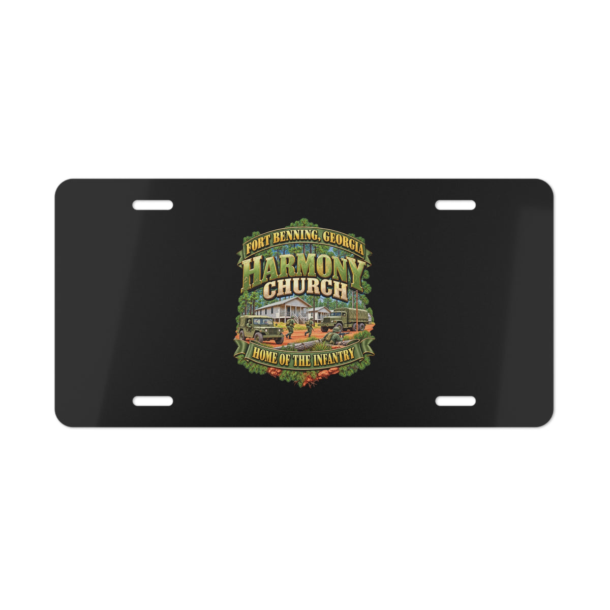 Vanity License Plate - Fort Benning, Georgia, Harmony Church - Home of the Infantry - 3D - Enhanced
