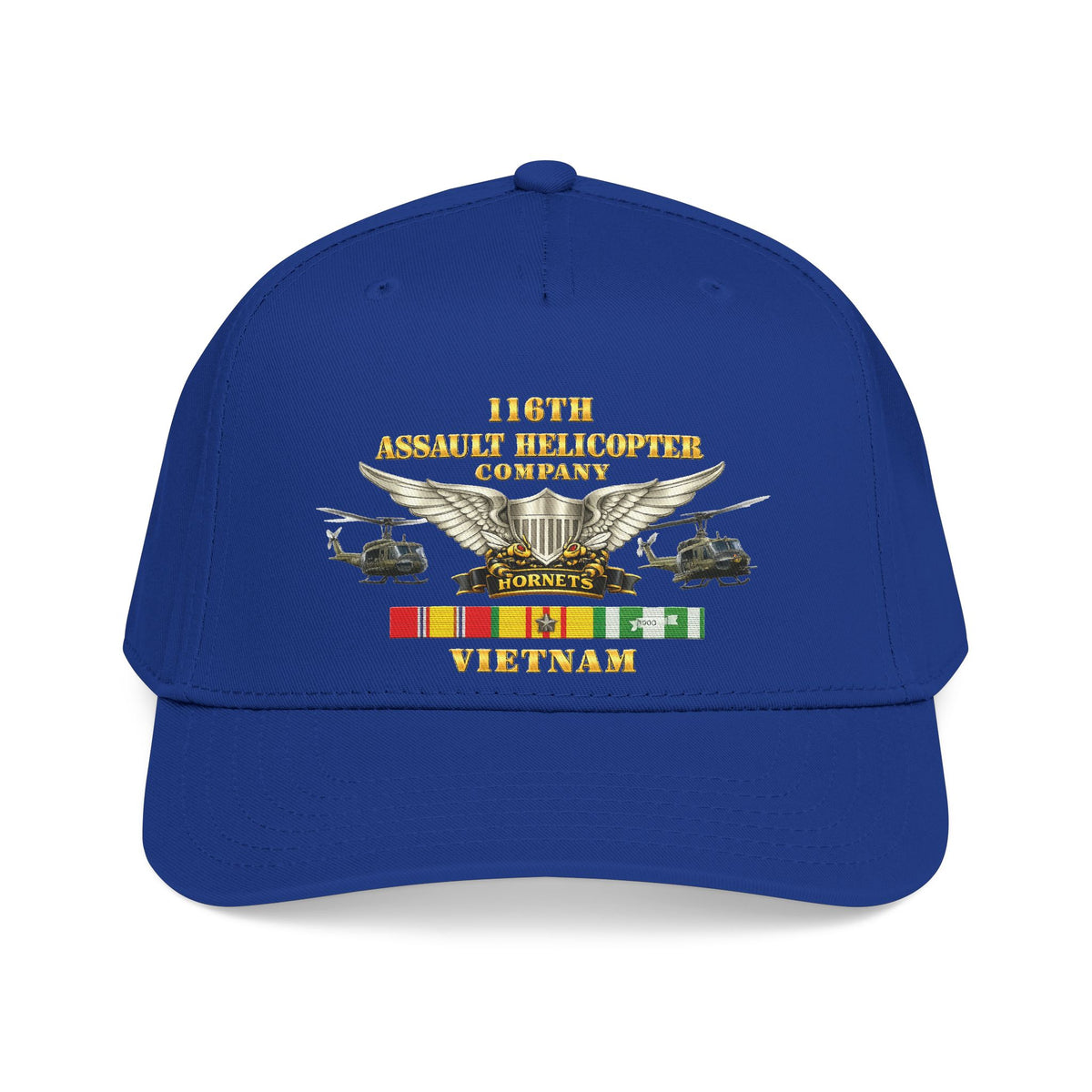 Mid Profile Baseball Cap - Army - 116th Assault Helicopter Co w  Aviator Badge w VN SVC - HORNETS - Side X Side - 3D - Enhanced