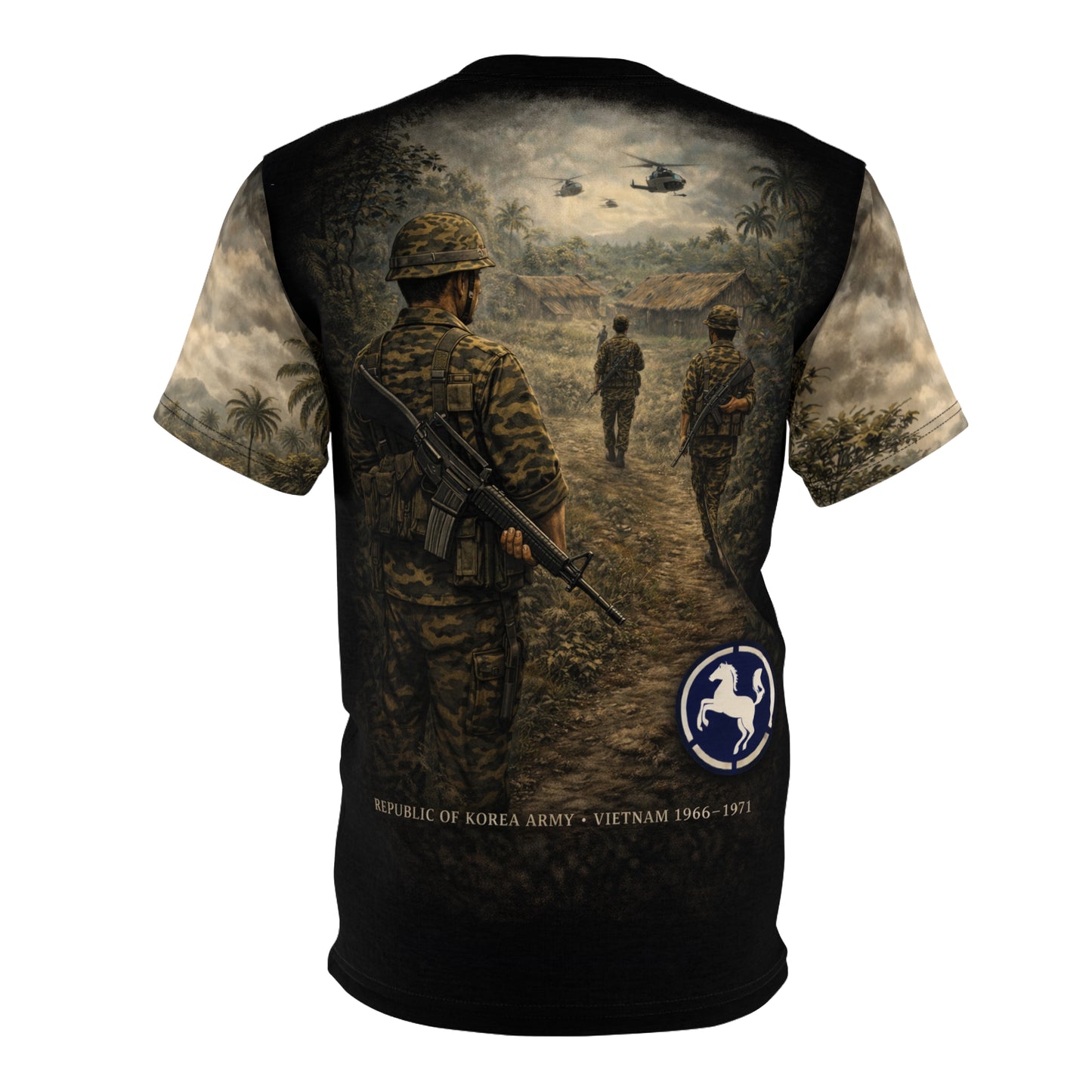 White Horse Division (9th Infantry) All-Over Print Tee — Vietnam War ROK Tribute